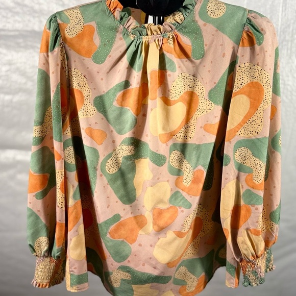 JODIFL Pink and Orange Ruffled Blouse - Picture 1 of 4